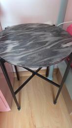 Zwart marmeren bijzettafel, 45 tot 60 cm, Minder dan 55 cm, Metaal of Aluminium, Rond