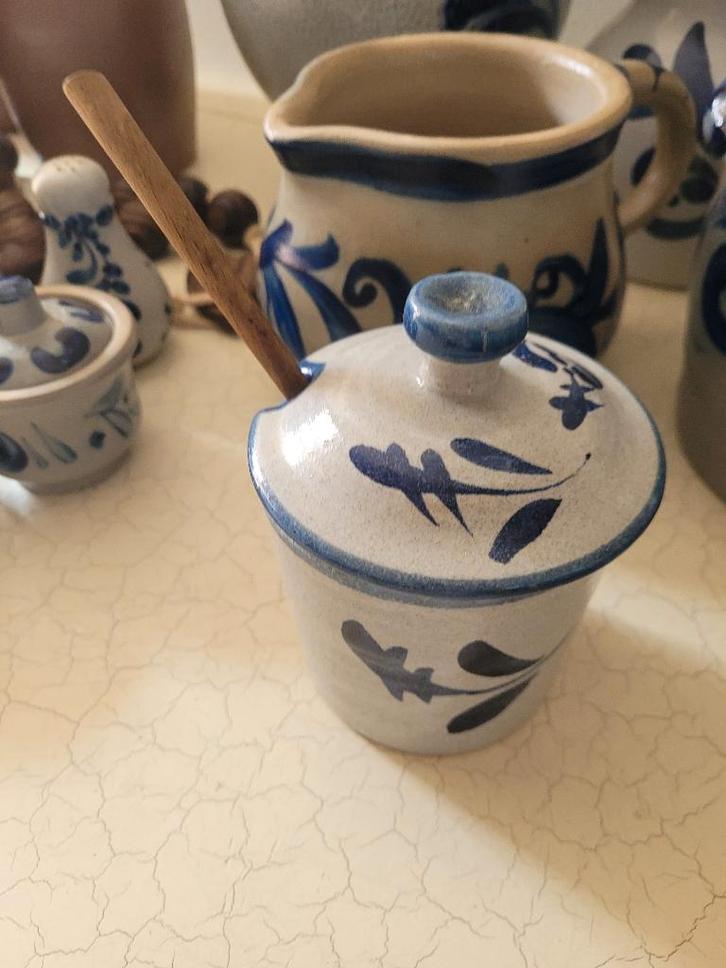 Antiek Keuls mosterd potje met deksel en lepel, Antiek en Kunst, Antiek | Keramiek en Aardewerk, Ophalen of Verzenden