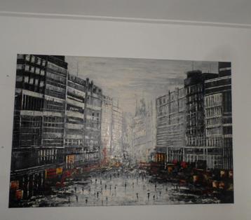 XXL modern schilderij "City by Night' 120 x 180 gesigneerd beschikbaar voor biedingen