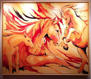 kleurrijk schilderij paarden beschikbaar voor biedingen