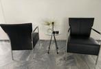 2 MOVANI zwarte leren fauteuils.LAATSTE WEEK., Ophalen, Twee, Zwart, Zo goed als nieuw