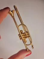 Vintage 1980 verguld 18kt trompet broche, Ophalen of Verzenden, Zo goed als nieuw, Goud, Goud