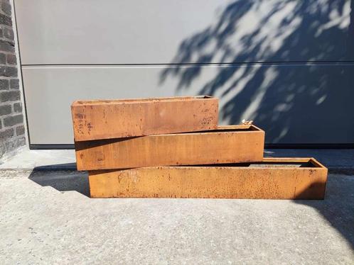 Planters - bloembakken cortenstaal met bodem, Tuin en Terras, Bloembakken en Plantenbakken, Nieuw, Metaal, Binnen, Balkon, Tuin
