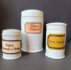 Antieke porseleinen apothekers pot 3x, Ophalen of Verzenden