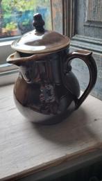 Antiek Brocante Frans aardewerk stroop kannetje met deksel, Ophalen of Verzenden