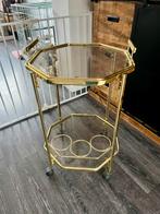 hollywood regency bar tafel met wieltjes en dienblad, Ophalen of Verzenden, Zo goed als nieuw, 75 cm of meer, 60 cm of meer