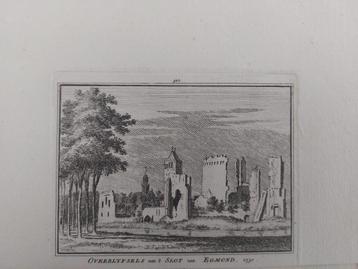 327 / Slot van Egmond Oude gravure uit 18e eeuw H. Spilman beschikbaar voor biedingen