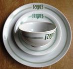 Rotterdamsche Bank servies logo set kop en schotel bordje, Verzamelen, Ophalen of Verzenden, Gebruikt, Gebruiksvoorwerp