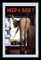 Need a beer vrouw koelkast bier reclame spiegel wanddeco