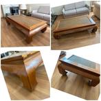 ️Chinese Opium Salontafel met Riet Inleg ( 80x146xh.42 cm.)️, Gebruikt, 100 tot 150 cm, Minder dan 50 cm, Rechthoekig