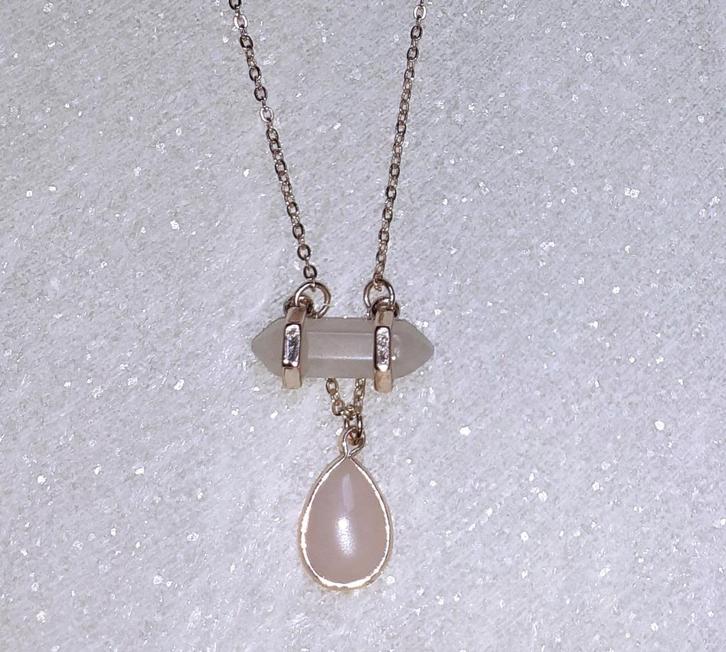 Ketting met hanger rosegold rozenkwarts, Sieraden, Tassen en Uiterlijk, Kettingen, Nieuw, Steen of Mineraal, Roze, Met edelsteen