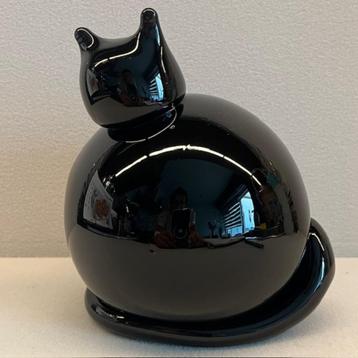 Gesigneerde Nuutajärvi glazen kat – zwart – 14,5 cm hoog beschikbaar voor biedingen