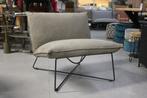 2 x luxe fauteuil EARL Jess design metaal leer naturel beige, Huis en Inrichting, Ophalen, Zo goed als nieuw, Metaal, 75 tot 100 cm