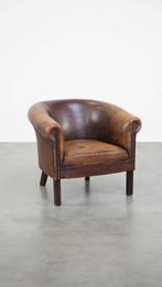 Subtiele schapenleren clubfauteuil, robuuste uitstraling, Ophalen, Gebruikt, Minder dan 75 cm, Romantisch, Robuust