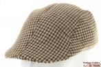 Vintage flatcap Voorgevormde pet bruinbeige pied-de-poule 59, Kleding | Heren, Hoeden en Petten, Ophalen of Verzenden, Gedragen