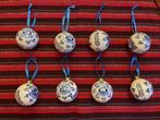 8x delfts blauwe kerstballen van porselein., Diversen, Kerst, Ophalen, Nieuw