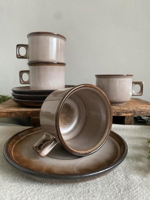 Vintage kopjes met schoteltjes | set van 4, Antiek en Kunst, Antiek | Servies los, Ophalen of Verzenden