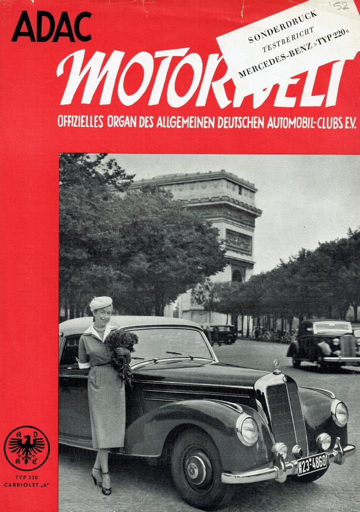 Folder Mercedes-Benz Type 220 (testoverdruk - 1951), Verzenden, Gelezen, Mercedes