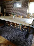 Eettafel, nostalgische tafel, buitentafel, eiken tafel, 50 tot 100 cm, Rechthoekig, Metaal, Zo goed als nieuw