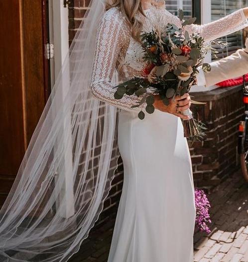 Trouwjurk wit maat S lage rug kant nieuw gekocht, Kleding | Dames, Trouwkleding en Trouwaccessoires, Zo goed als nieuw, Trouwjurk