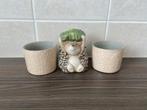 2 kleine plantenpotjes met leuke egel, Overige materialen, Gebruikt, Rond, Binnen