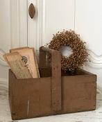 Brocante oud houten kistje met handvat, Verzenden