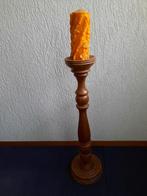 Massief houten kandelaar en massief houten schemerlamp-voet, Antiek en Kunst, Ophalen