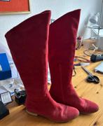 Rode suede laarzen, Hoge laarzen, Ophalen of Verzenden, Gedragen, Rood