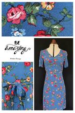 KING LOUIE 70s retro bloemen jurkje-M🌺NIEUWSTAAT, King Louie, Blauw, Knielengte, Maat 38/40 (M)