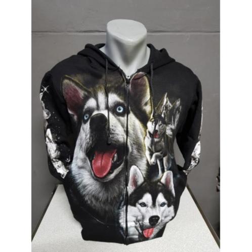 Zwart vest, Wolven, printvest, Kleding | Heren, Truien en Vesten, Nieuw, Overige maten, Zwart, Ophalen of Verzenden