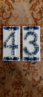 Delftsblauwe huisnummers: 3 en 4, Ophalen of Verzenden
