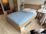 Ikea MALM tweepersoonsbed 140x200 eikenfineer, Huis en Inrichting, Slaapkamer | Bedden, Ophalen, Beige, Tweepersoons, 140 cm