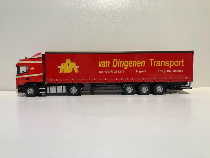 Scania Highline met tautliner v.Dingenen WSI 9007  1:50, Hobby en Vrije tijd, Modelauto's | 1:50, Nieuw, Bus of Vrachtwagen, Wsi