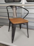 Industriele design stapelstoel galvanised met echte teak zit, Ophalen of Verzenden, Nieuw, Teakhout, Stapelbaar