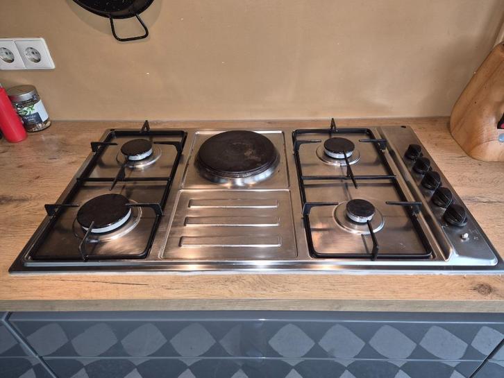 Unieke kookplaat 5-pits combi gas/elektrisch, Witgoed en Apparatuur, Kookplaten, Gebruikt, Inbouw, Gas, 5 kookzones of meer, Ophalen