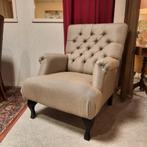 Nieuwe fauteuil met capiton rug, landelijke stijl, Huis en Inrichting, Fauteuils, Ophalen, Hout, Nieuw, 75 tot 100 cm