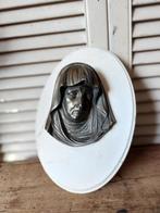 oud ovaal bordje met bronzen maria afbeelding, Ophalen