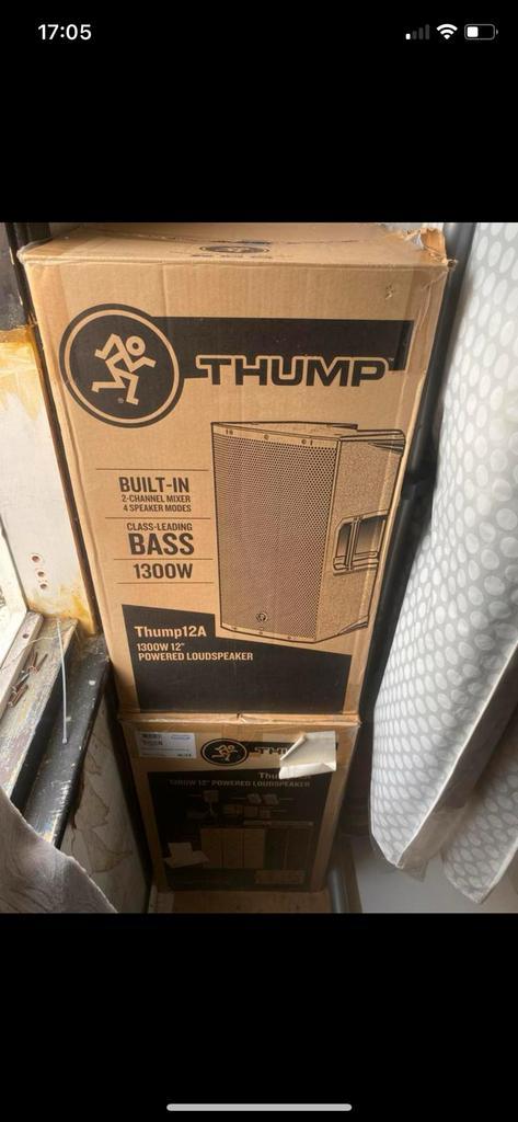 2x thump 12a speakers, Audio, Tv en Foto, Luidsprekers, Zo goed als nieuw, Front, Rear of Stereo speakers, 120 watt of meer, Overige merken