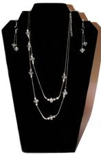 Setje glas facet kralen zilver plated ketting en oorbellen, Marktplaats@koningsieraden.nl, Overige materialen, Verzenden, Nieuw