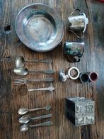 Verzilverde Kinderset: Bestek, Bord, Beker, Spaarpot, Ophalen of Verzenden