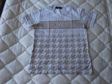 Maat XL. Wit RICH! shirt met beige opdruk en glitter. beschikbaar voor biedingen