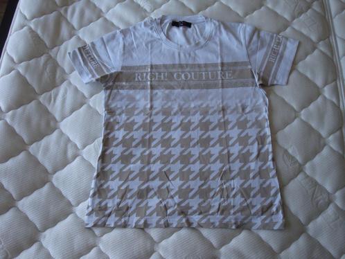 Maat XL. Wit RICH! shirt met beige opdruk en glitter., Kleding | Dames, T-shirts, Zo goed als nieuw, Maat 46/48 (XL) of groter