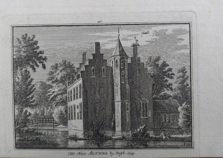 457 / Huis Altena  bij Delft  - Almkerk, Antiek en Kunst, Kunst | Etsen en Gravures, Ophalen of Verzenden