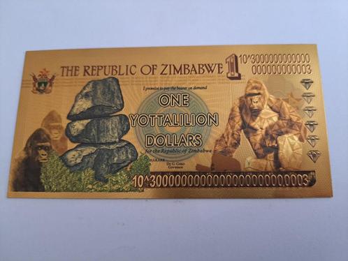 BILJET -ZIMBABWE - GOUDFOLIE-1 YOTTALILION DOLLARS (222) DOL, Postzegels en Munten, Bankbiljetten | Afrika, Los biljet, Zimbabwe