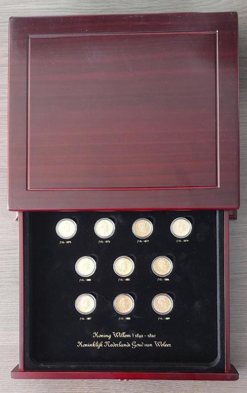 Complete serie van 10 gouden tientjes 1875 / 1889 Willem 3, Postzegels en Munten, Munten | Nederland, 10 gulden, Koning Willem III
