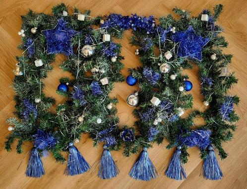 Winkel kerst etalage 3luik met blauwe kerstdecoratie, Diversen, Kerst, Zo goed als nieuw, Ophalen of Verzenden