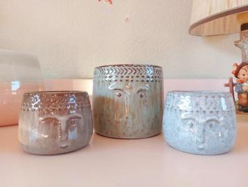 3x bloempot met gezichtje, House of Seasons - Retro beschikbaar voor biedingen