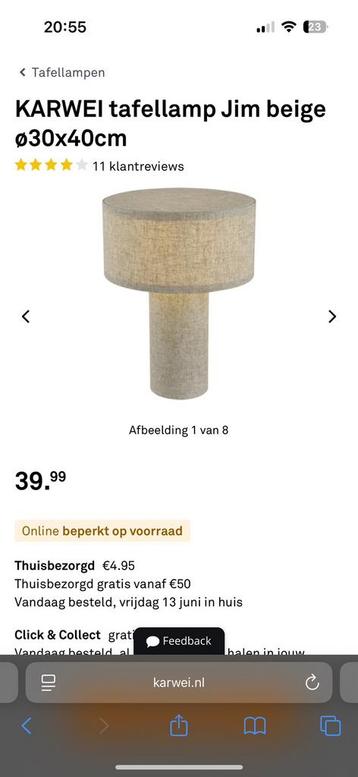 2 x nieuwe linnen tafellamp. ONGEBRUIKT