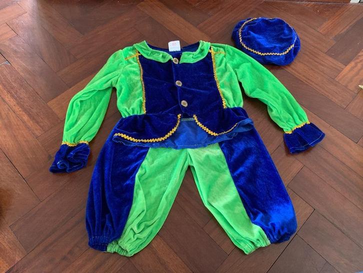 Pietenpak groen blauw met muts 6-8 jaar SINT, Diversen, Sinterklaas, Gebruikt, Ophalen of Verzenden