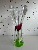 Glazen Vaas met groen en paars/roze - Josef Hospodka, Overige kleuren, 50 tot 75 cm, Ophalen of Verzenden, Glas